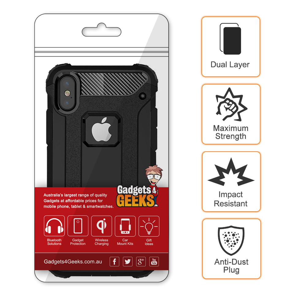 Military Defender Tough Shockproof Case for Apple iPhone Xs Max - Black